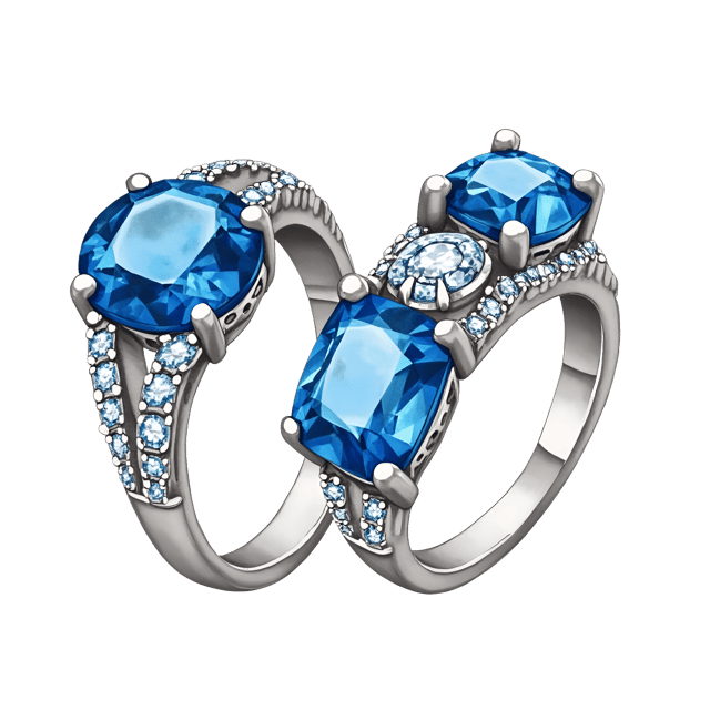 Free transparent PNG: Platinum Ring with Multifaceted Sapphires - Whimsical Cute Cartoon Watercolor Illustration