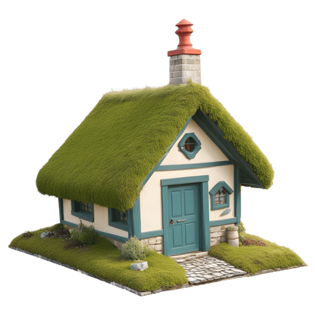 Free transparent PNG: Mossy Roof Cottage PNG with Transparent Background for Country Home Decor