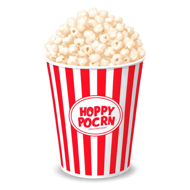 Free transparent PNG: Vintage-Style Popcorn Container PNG with Fluffy White Popcorn and Transparent Background
