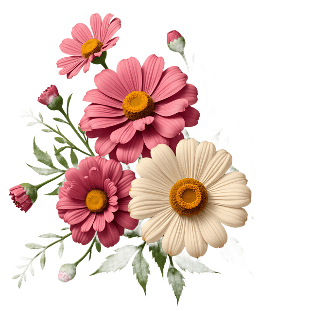 Free transparent PNG: Zinnia and Cosmos Flowers PNG Clipart  Perfect for Gardening, Crafts  Decor