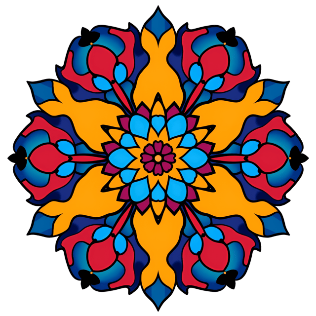 Free transparent PNG: Bright Symmetrical Mandala with Angular Forms
