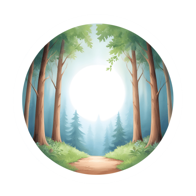 Free transparent PNG: Serenity in a Circle of Light Forest Scene PNG Design