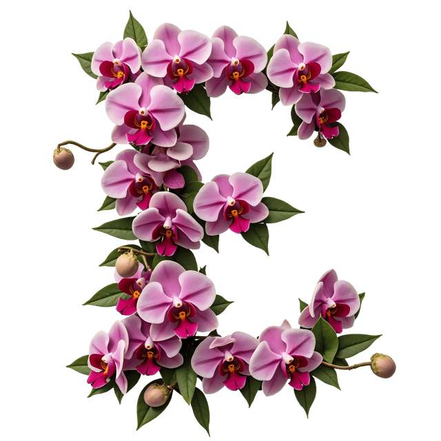 Free transparent PNG: Elegant Orchids Spelling Letter PNG with Transparent Background for Design Projects