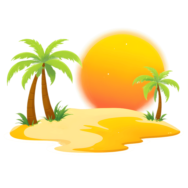 Free transparent PNG: Golden Sands and Palm Trees PNG with Transparent Background for Tropical Decor