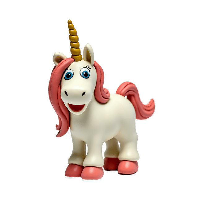 Free transparent PNG: Cheerful Unicorn Miniature Clay Figure PNG with Transparent Background