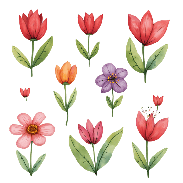 Free transparent PNG: Hand-Drawn Flower Motifs with Transparent Background PNG Format