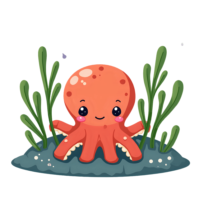 Free transparent PNG: Octopus Hiding Among Seaweed Transparent PNG Background