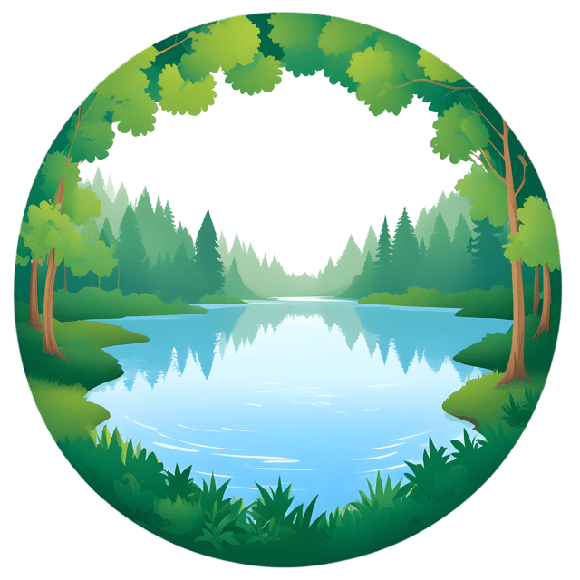 Free transparent PNG: Tranquil Lake with Lush Trees PNG Background for Nature and Landscape Design