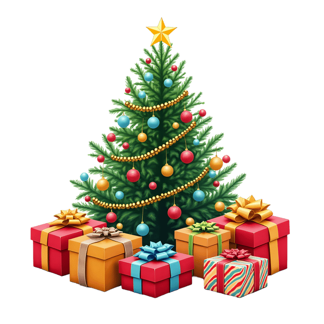 Free transparent PNG: Christmas Tree with Presents PNG Image for Holiday Decor and Crafting