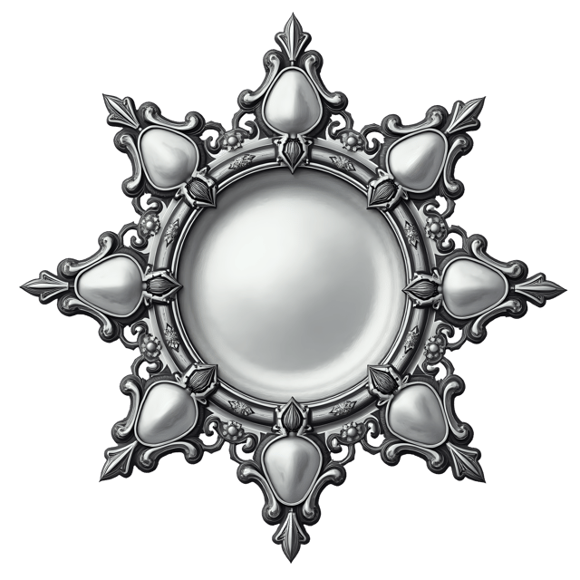 Free transparent PNG: Silver-Plated Symmetrical Decoration with Engravings and Mirrored Sides