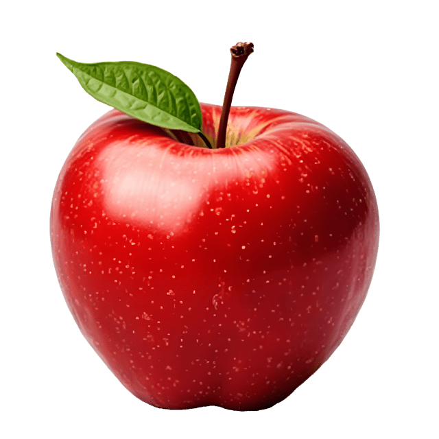 Free transparent PNG: Vibrant Red Apple Clipart with Shiny Surface and Stem
