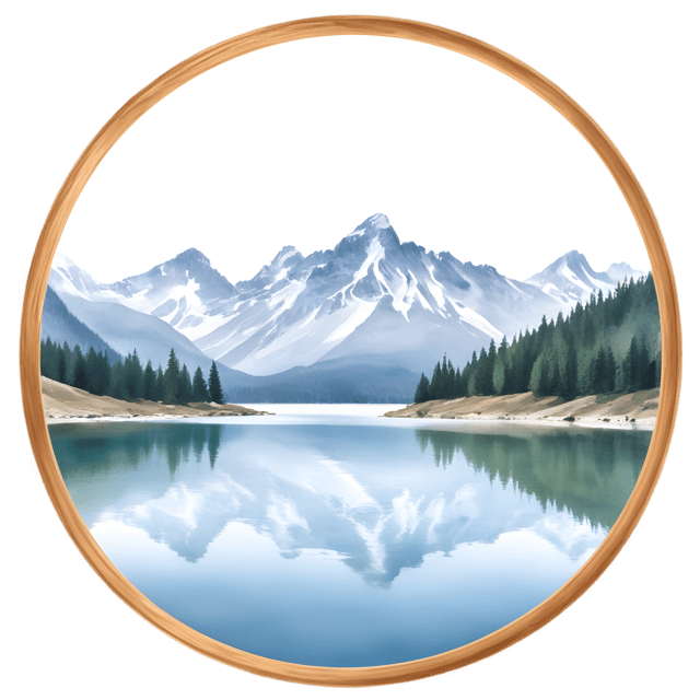 Free transparent PNG: Circular Mountain Reflection PNG with Transparent Background for Artistic Design