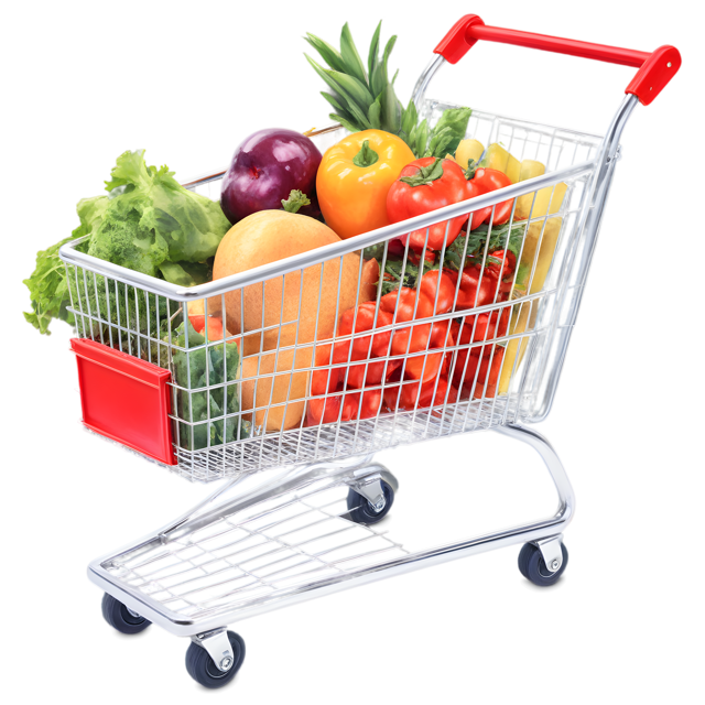 Free transparent PNG: Fresh Produce Shopping Cart PNG with Transparent Background for Marketing and Design