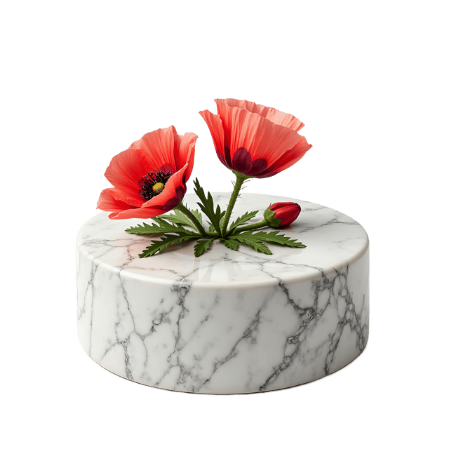 Free transparent PNG: Floral Marble Pedestal with Poppy Flower  Free Downloadable PNG Clipart