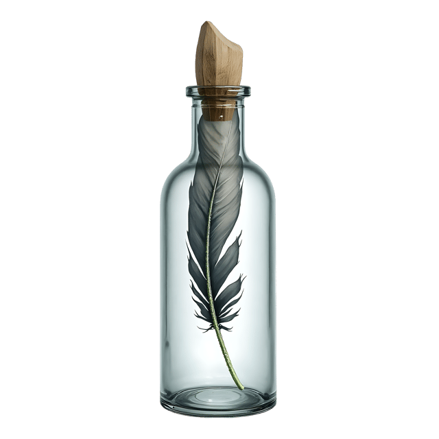 Free transparent PNG: Feather in a Bottle PNG Clipart  Unique Design Element for Crafts  Decor