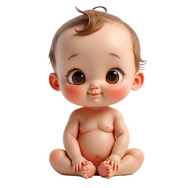 Free transparent PNG: Cute Humanoid Baby Illustration with Rosy Cheeks and Tiny Hands on White Background