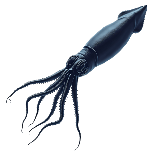 Free transparent PNG: Squid with Dark Ink Sac and Long Tentacles PNG Illustration for Underwater Art and Decor