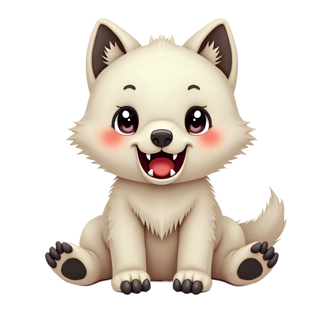 Free transparent PNG: Baby Wolf PNG with Soft White Fur and Sharp Teeth