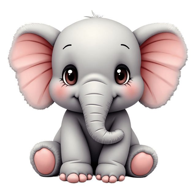 Free transparent PNG: Fluffy Baby Elephant Plushie PNG with Transparent Background for Cute Animal Imagery