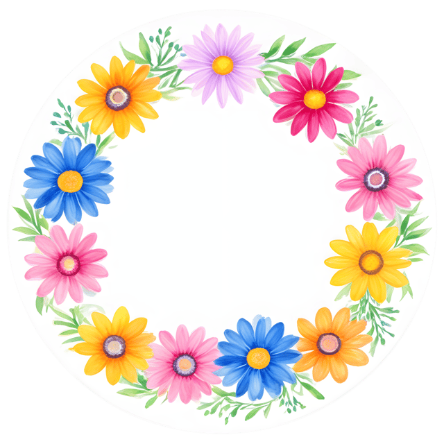 Free transparent PNG: Vibrant Circular Blossoming Flowers PNG Design for Decor and Crafts