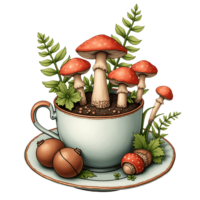 Free transparent PNG: Woodland Mushroom Tea Cup  Nature Clipart, free transparent png download