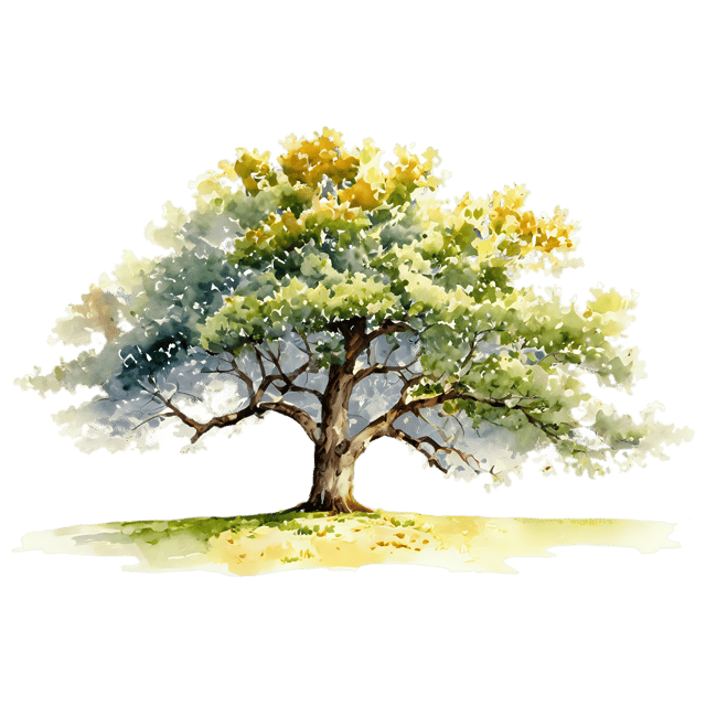 Free transparent PNG: Oak Tree Watercolor Illustration – Transparent Background Clipart