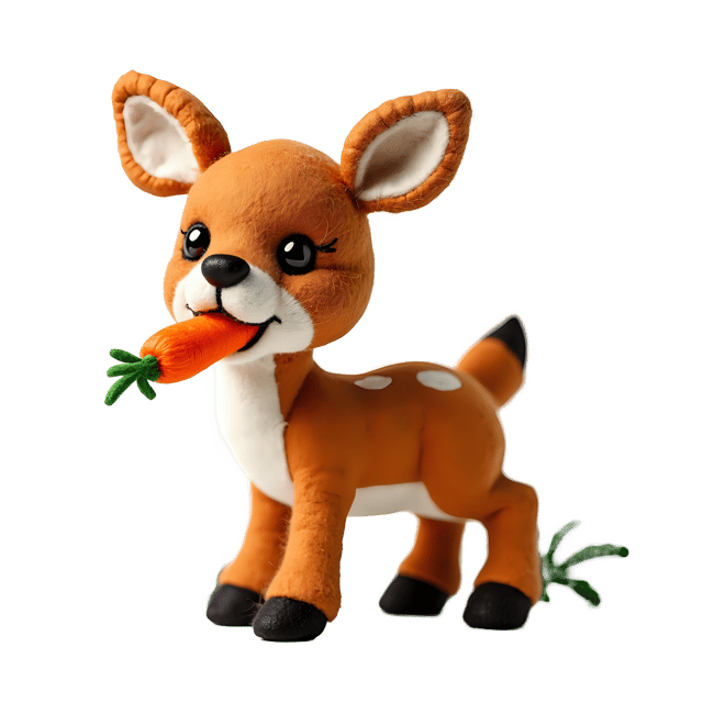 Free transparent PNG: Needle Felting Deer with Carrot PNG Illustration for Nursery and Craft Projects