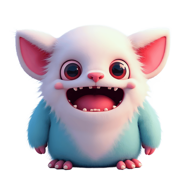 Free transparent PNG: 17 Pastel Monster Friend PNG with Fuzzy Texture and Bright Eyes