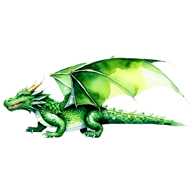 Free transparent PNG: Green Dragon Watercolor Illustration – Transparent PNG