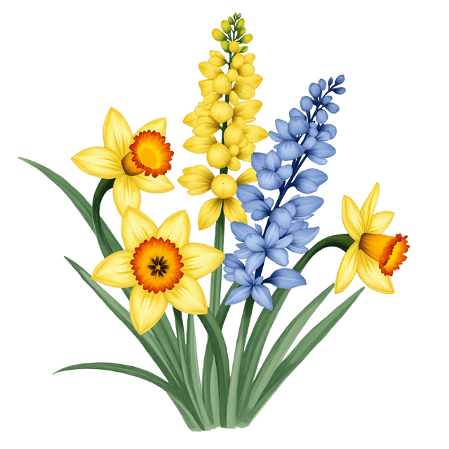 Free transparent PNG: Daffodil and Hyacinth PNG  Perfect for Spring Decor, Clipart  Crafts