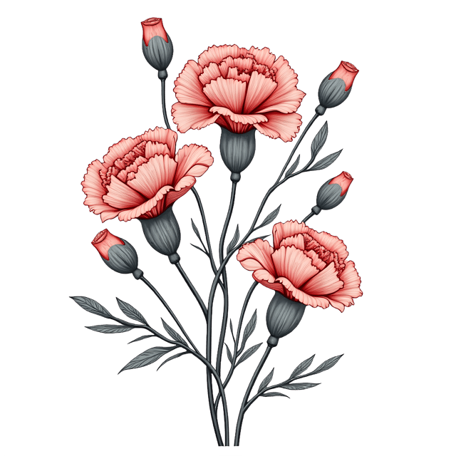 Free transparent PNG: Carnation and Rose PNG  Elegant Floral Design for Cards, Decor  Crafts