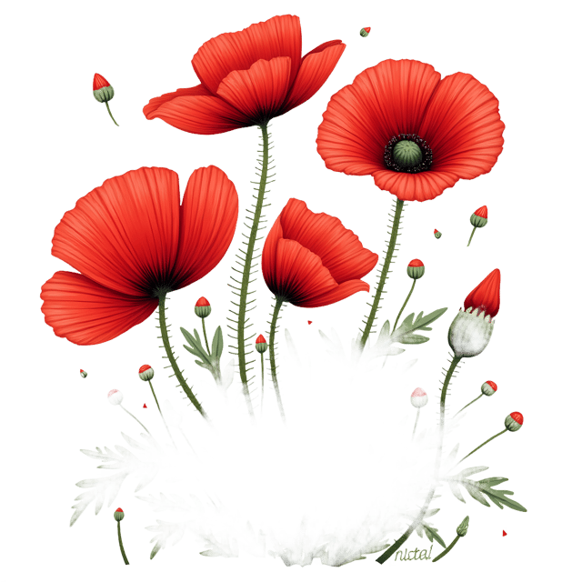 Free transparent PNG: Hand-Drawn Poppy with Whimsical Elements PNG Design for Creative Projects
