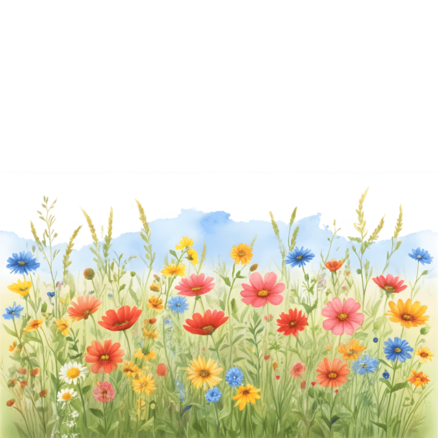 Free transparent PNG: Vivid Wildflowers Meadow PNG under Clear Skies