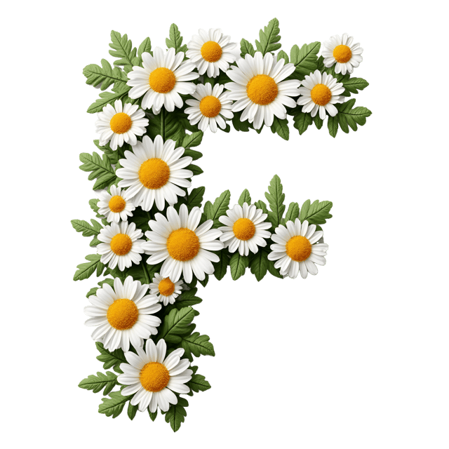 Free transparent PNG: Wildflower Daisy Chain Forming the Letter F PNG Transparent Background