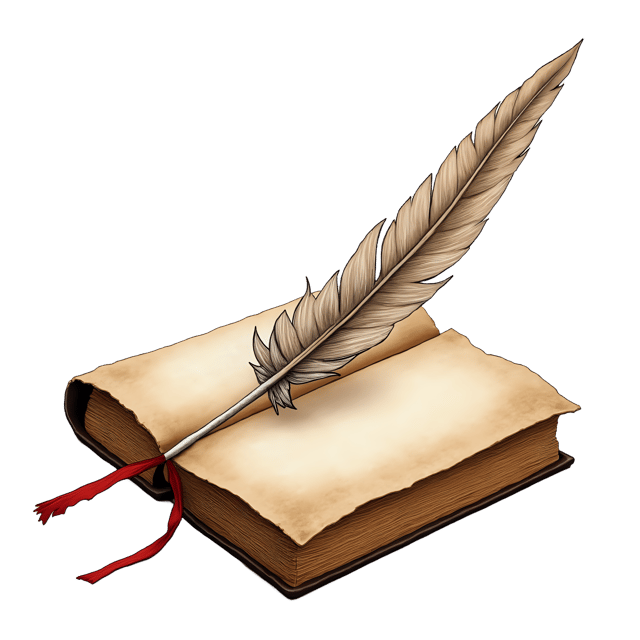 Free transparent PNG: Long Quill Feather Atop Old Journal  Free Downloadable PNG Clipart