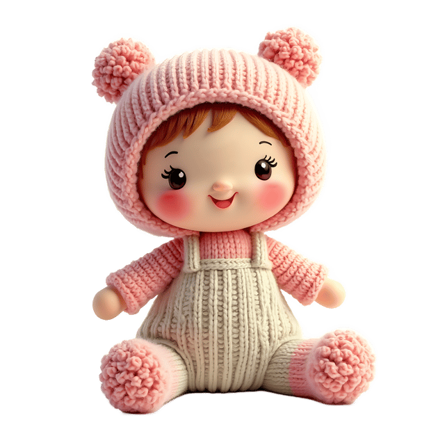 Free transparent PNG: Soft Hand-Knitted Doll PNG with Transparent Background for Craft and Decor