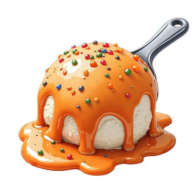 Free transparent PNG: Drizzled Caramel Scoop with Candy Sprinkles  Dessert Clipart, free download png