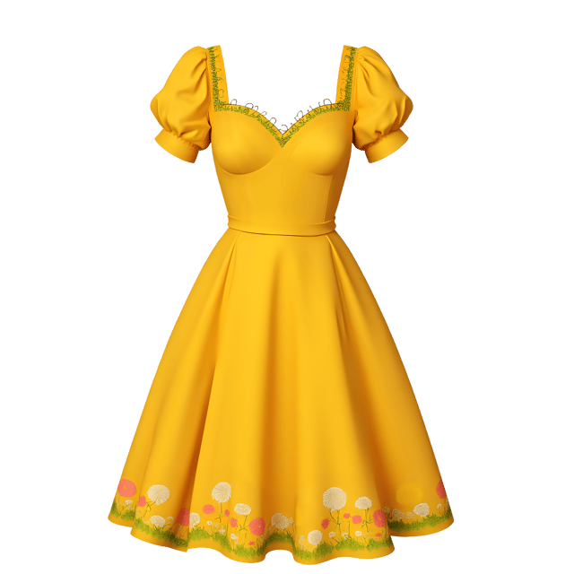 Free transparent PNG: Yellow Sundress Floral Border and Puffed shoulders PNG