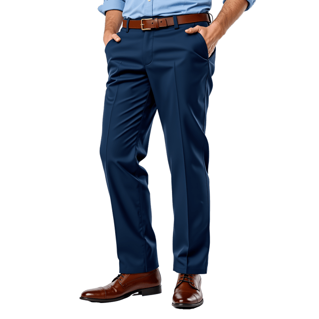 Free transparent PNG: Navy Blue Dress Pants Illustration with Single Pleat and Belt Loops