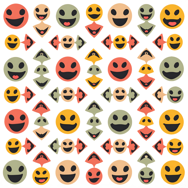 Free transparent PNG: Smiley Face Geometric Art Repetition PNG with Transparent Background