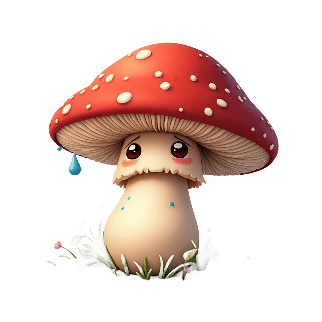 Free transparent PNG: Sad Mushroom with Tears PNG Transparent Background