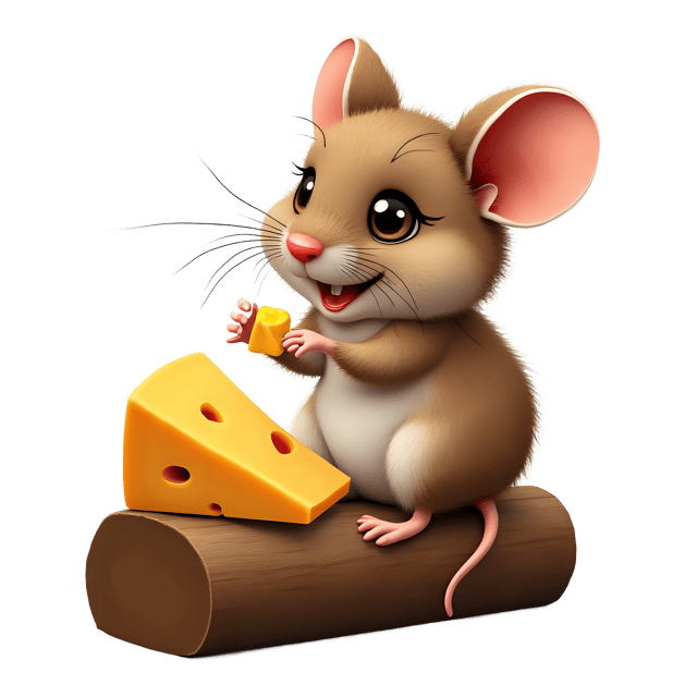 Free transparent PNG: Mouse with Cheese on Log PNG Transparent Background