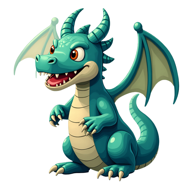 Free transparent PNG: Magnificent Teal Dragon PNG with Shimmering Scales and Sharp Fangs