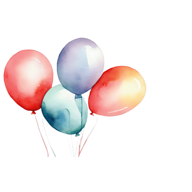 Free transparent PNG: Watercolor Balloon Bouquet Transparent PNG – Gentle Illustration for Decorative Clipart