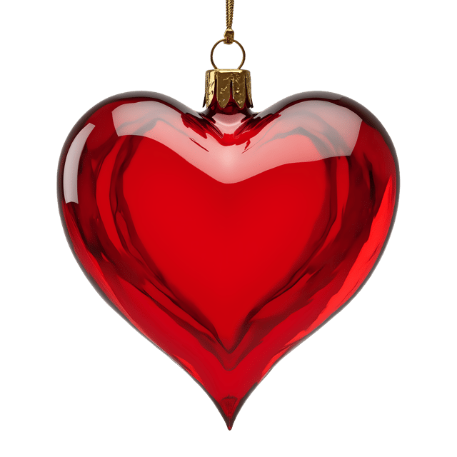 Free transparent PNG: Red Glass Ornament with Heart Imprint  Free PNG Download