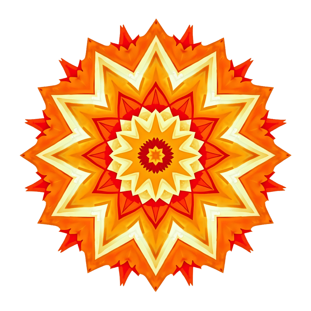 Free transparent PNG: Orange and Yellow Mandala with Geometric Shapes for Artistic Design