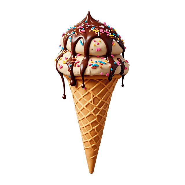 Free transparent PNG: Sprinkle-Covered Cone with Chocolate Drizzle  Dessert Clipart, free downloadable png