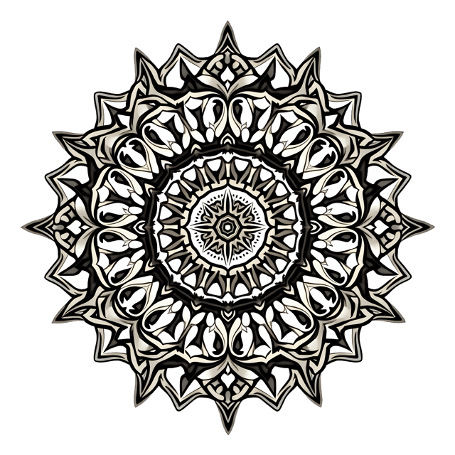 Free transparent PNG: Symmetrical Mandala with Intricate Knotwork Design on Transparent Background