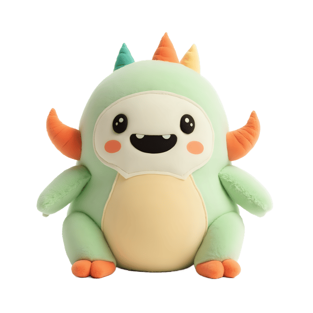 Free transparent PNG: Soft and Cozy Monster Doll PNG with Transparent Background in Pastel Shades