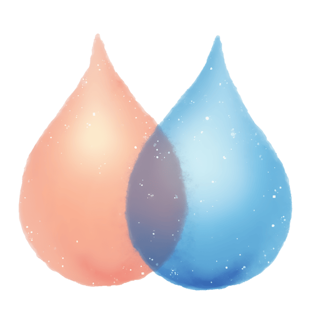 Free transparent PNG: Delicate Peach and Electric Blue Droplets - Elegant Watercolor Illustration with Transparent Background